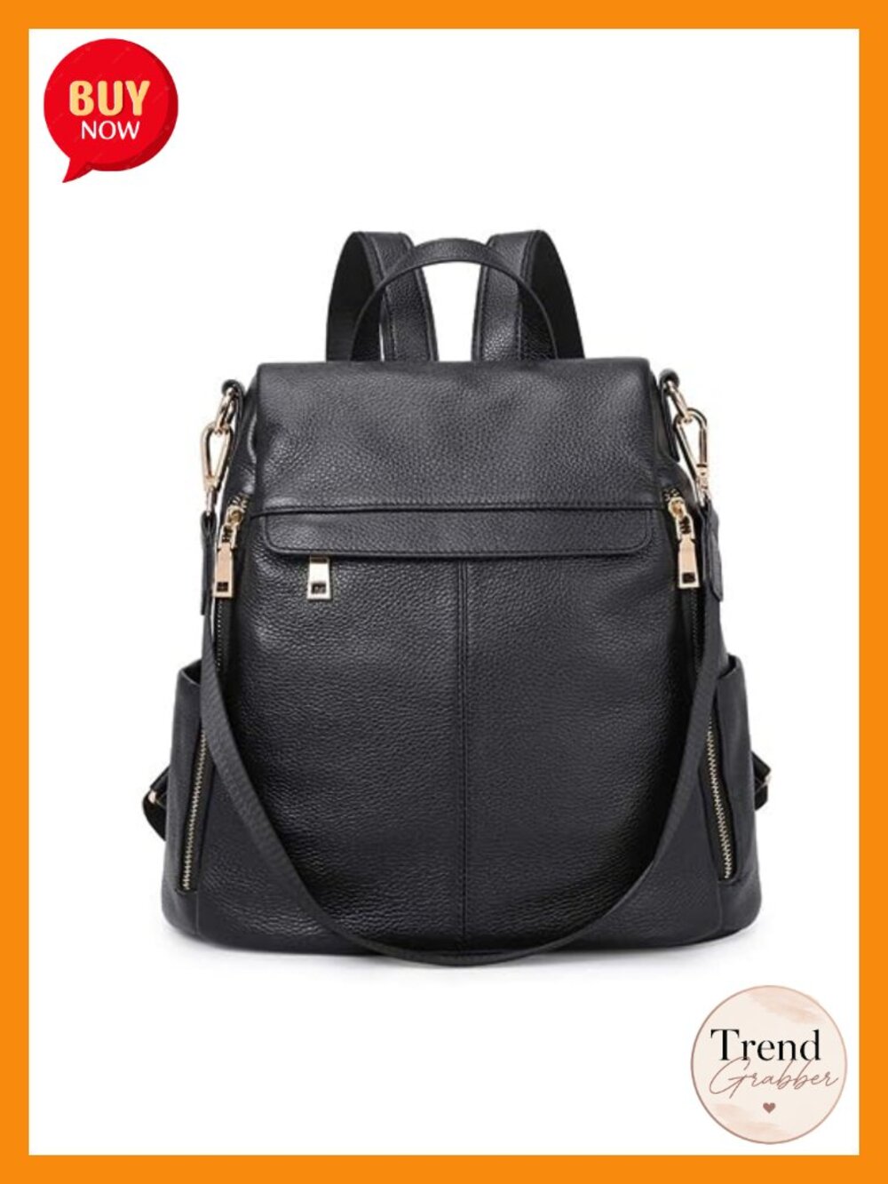 Genuine Leather Anti-Theft Backpack Purse with Adjustable Straps